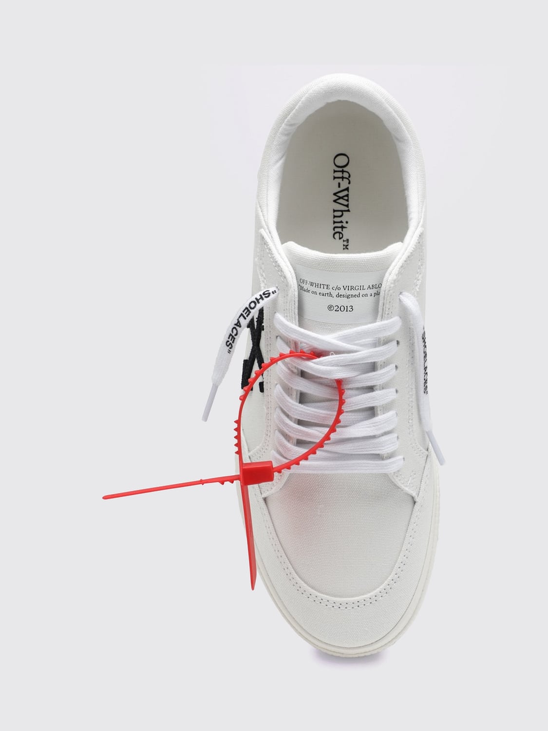 OFF-WHITE SNEAKERS: Sneakers Vulcanized Off-White in canvas con logo Arrow e suola in gomma, Bianco - Img 4