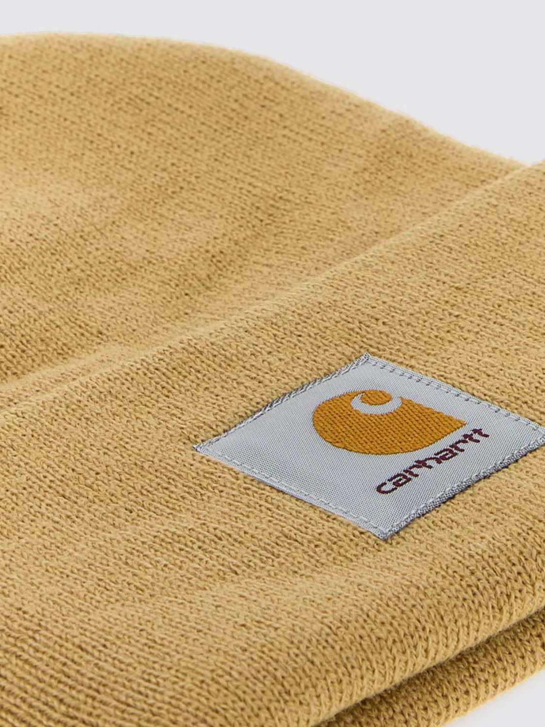 CARHARTT WIP HAT: Acrylic Beanie Hat Carhartt WIP with Cuffed Brim and Embroidered Logo, Brown - Img 3