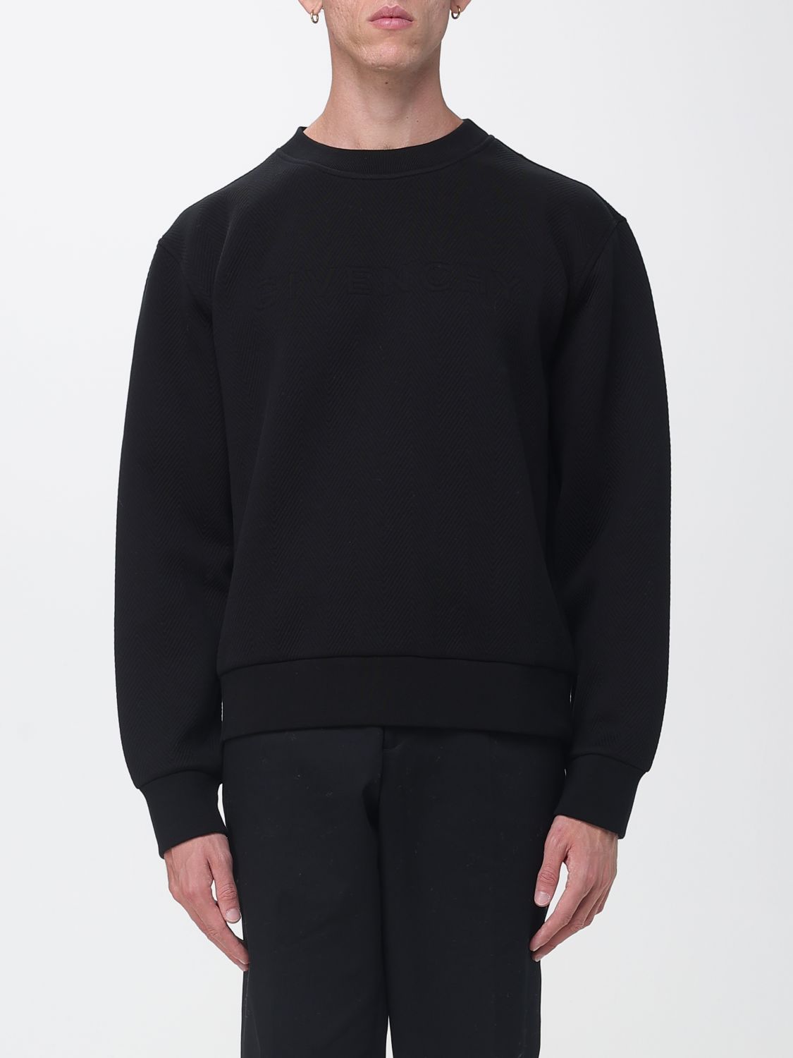 GIVENCHY SWEATSHIRT: Givenchy Rundhals-Sweatshirt aus Baumwollmischung mit überschnittenen Schultern, Schwarz - Img 1