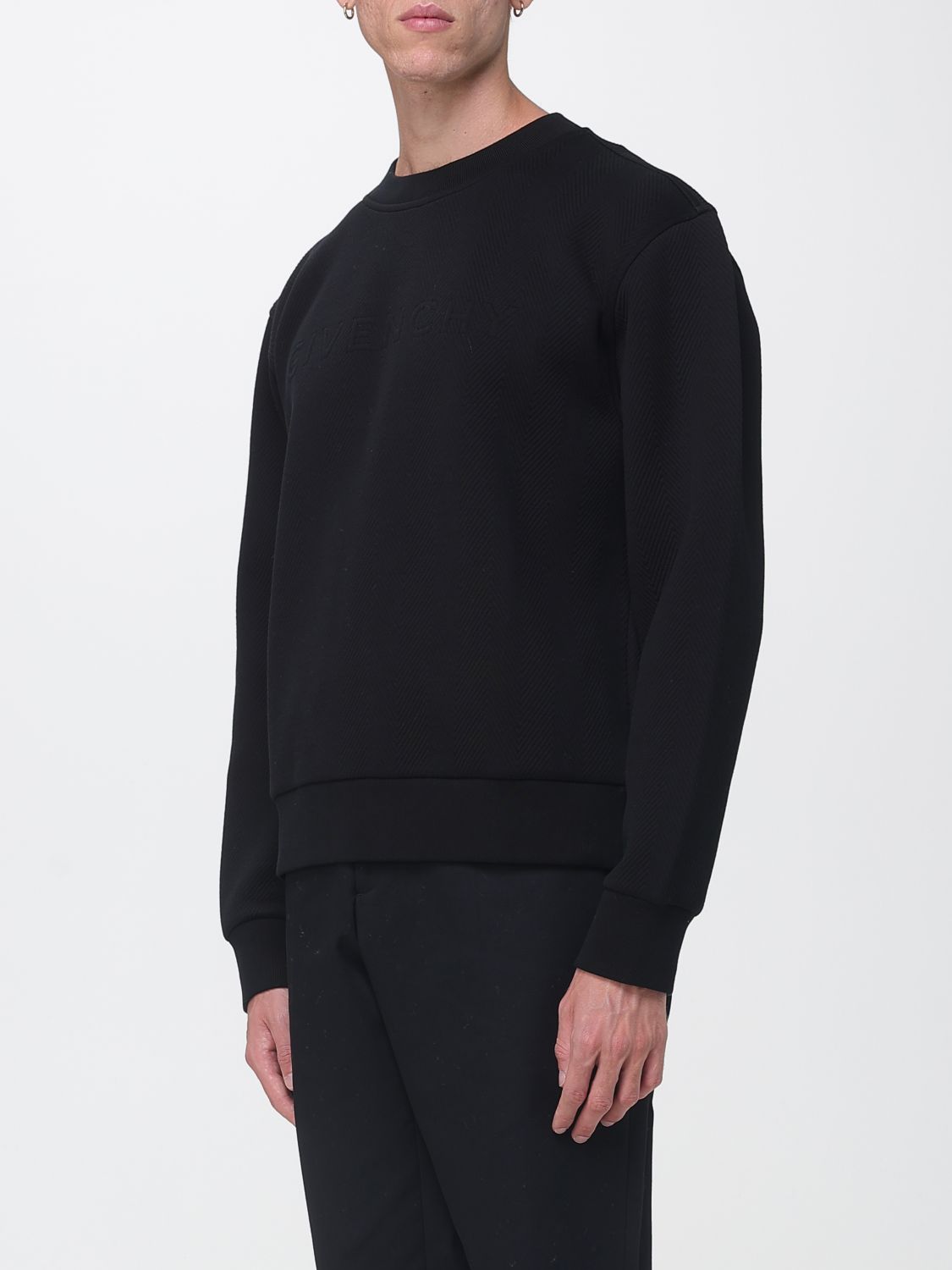 GIVENCHY SWEATSHIRT: Givenchy Rundhals-Sweatshirt aus Baumwollmischung mit überschnittenen Schultern, Schwarz - Img 4