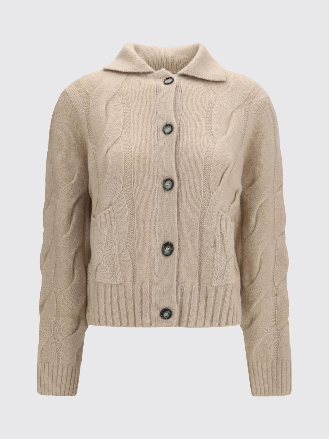 ALLUDE PULLOVER: Cardigan Allude aus Kaschmir und Seide mit klassischem Kragen und Knopfverschluss, Olive - Img 2