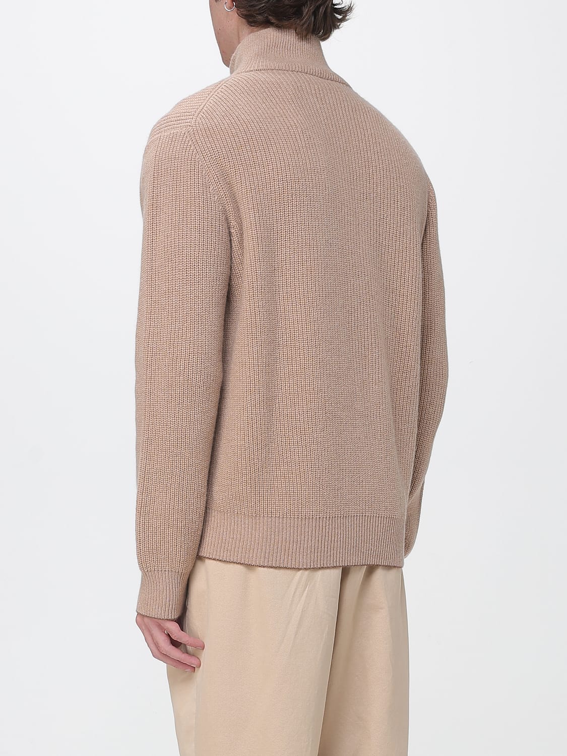 CANALI PULL: Cardigan zippé à col roulé Canali en laine et cachemire, Beige - Img 2
