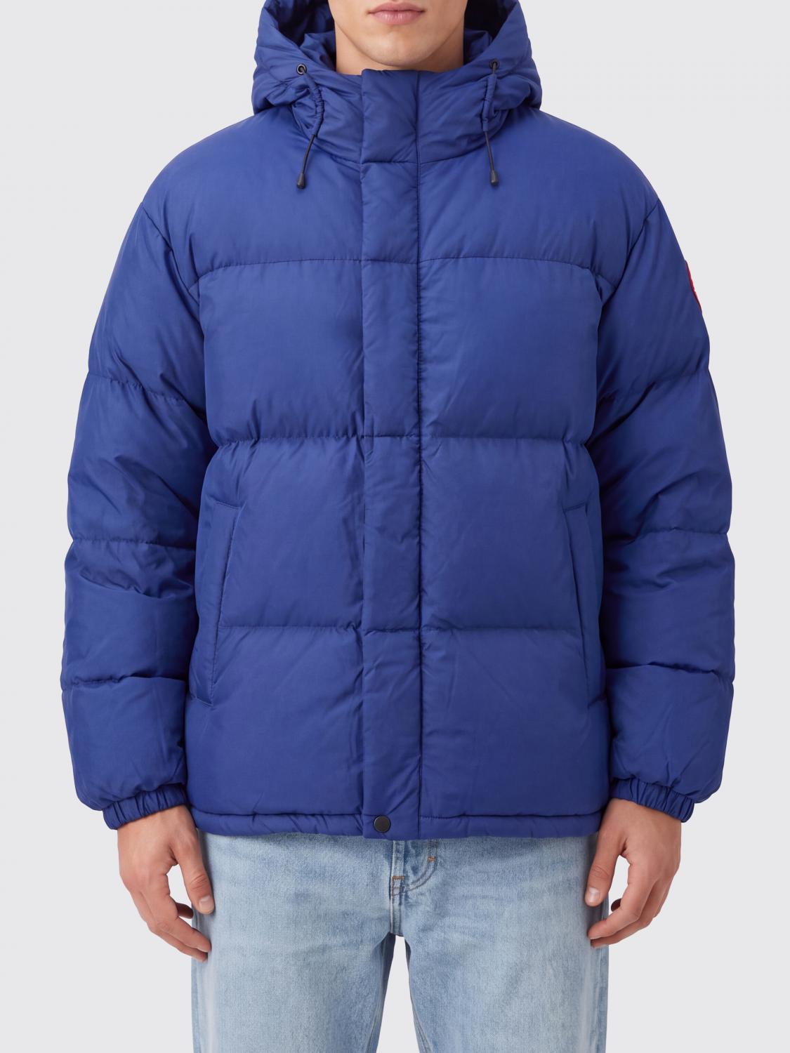 CANADA GOOSE CHAQUETA: Chaqueta de plumas acolchada con capucha Canada Goose de nailon con parche del logo, Azul Marino - Img 1