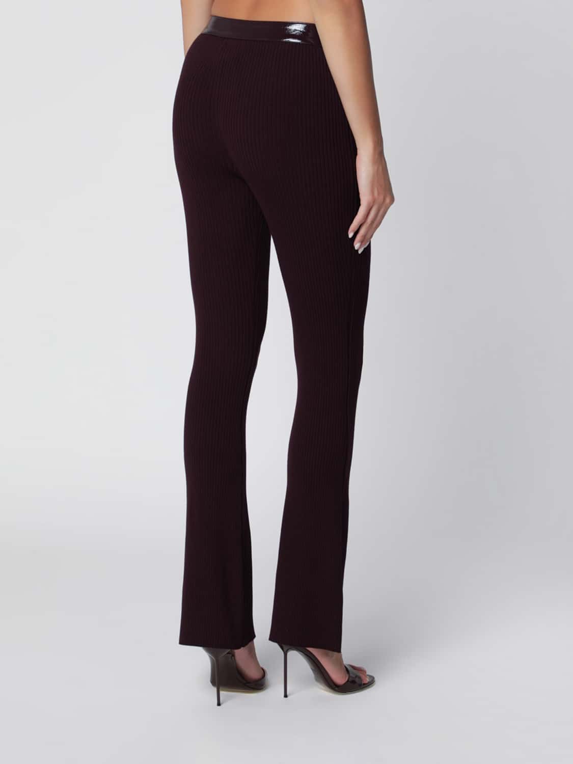 COURRÈGES HOSE: Hoch taillierte Skinny-Hose COURRÈGES aus Rippstrick, Violett - Img 2