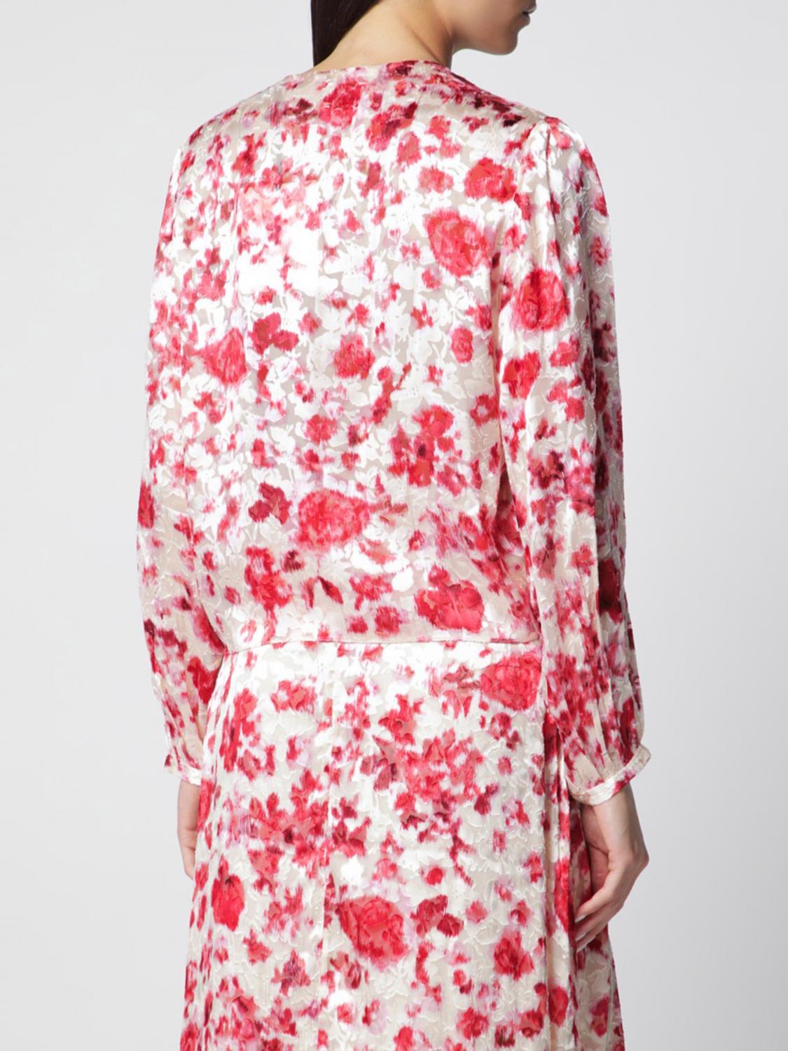 ISABEL MARANT TOP: Blusa Firma Isabel Marant de mezcla de seda con estampado floral y manga larga, Crudo - Img 2