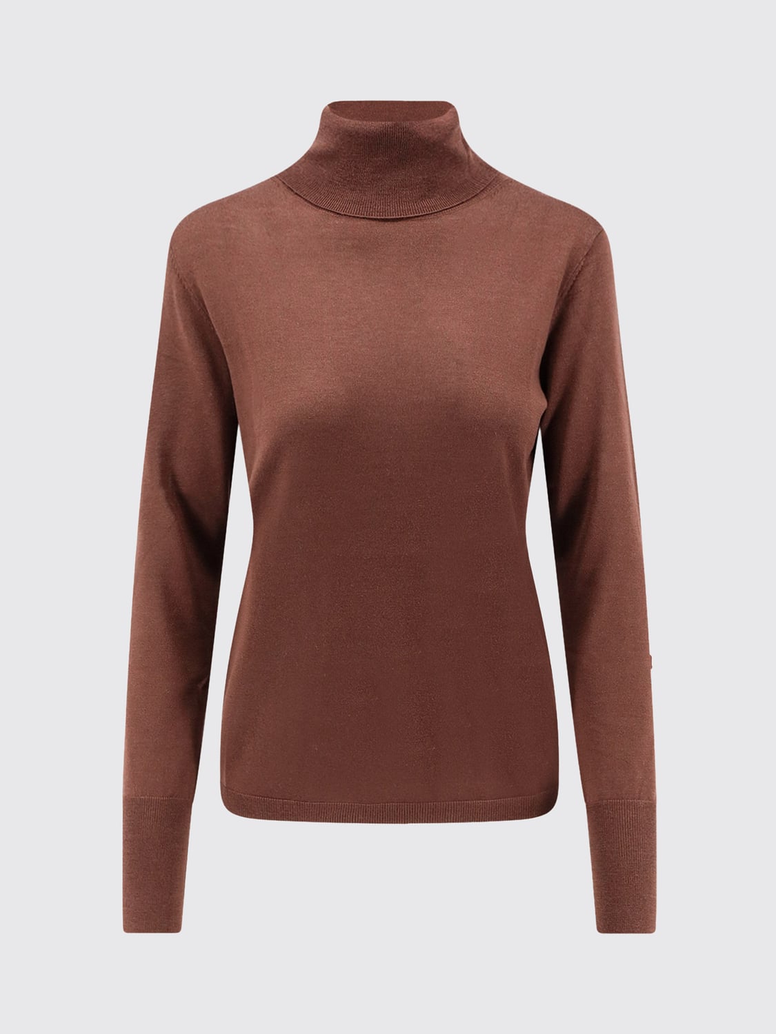 ASPESI MAGLIA: Dolcevita slim fit Aspesi in pura lana vergine con bordi a costine, Marrone - Img 2