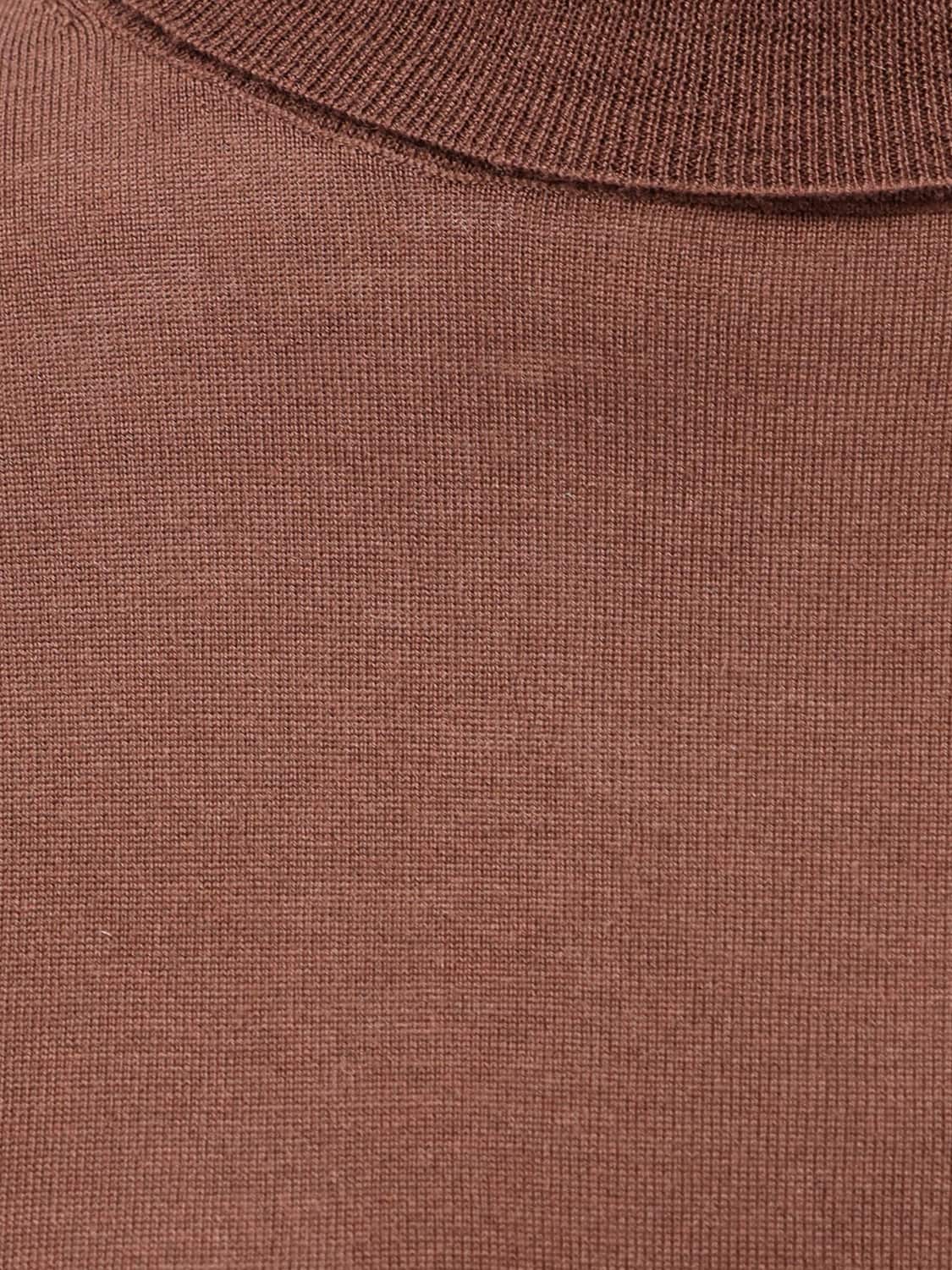ASPESI MAGLIA: Dolcevita slim fit Aspesi in pura lana vergine con bordi a costine, Marrone - Img 4