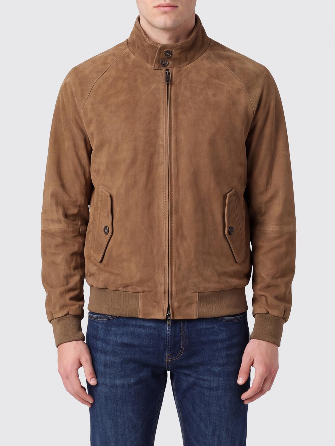 BARACUTA JACKET: Baracuta Suede Bomber Jacket with High Collar and Zip Closure, Green - Img 1