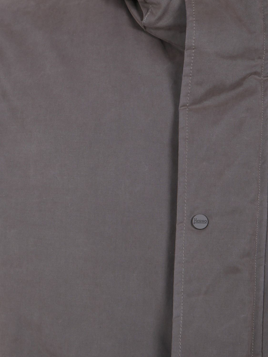 HERNO COAT: Herno Short Parka in Cotton Blend with Hood and Patch Pockets, Brown - Img 4