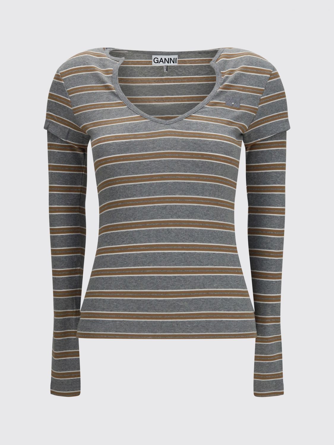 GANNI CAMISA: Camisa mujer Ganni, Rayado - Img 2