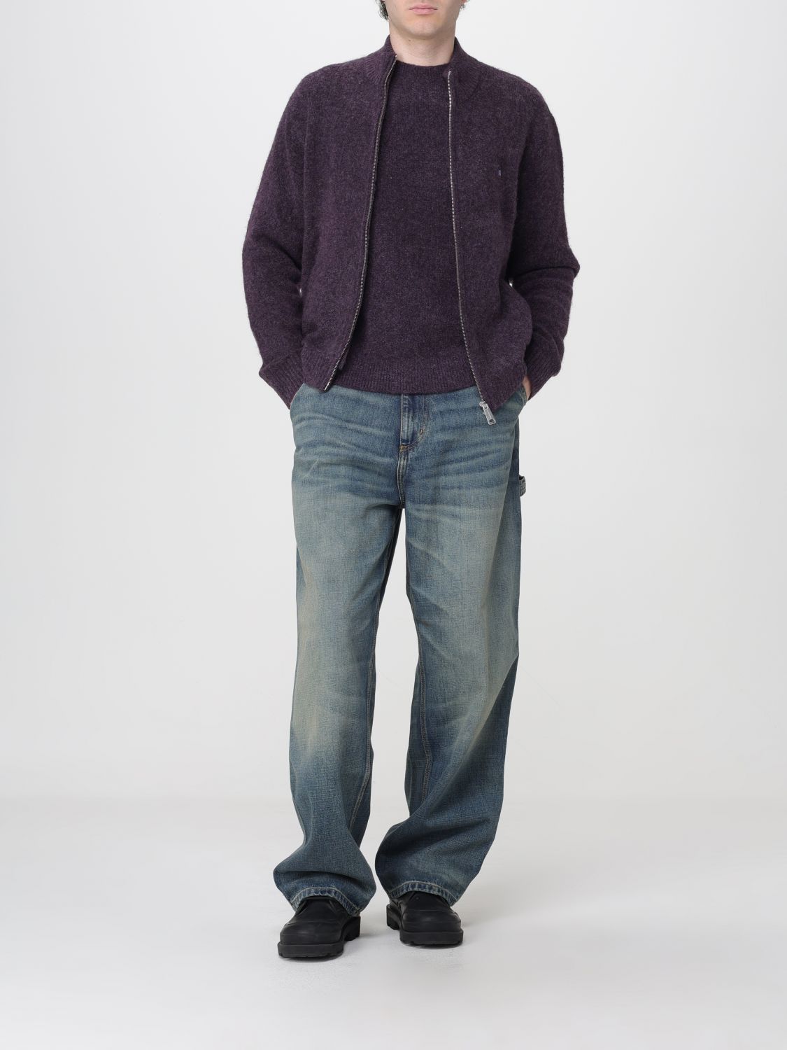 CARHARTT WIP SWEATER: Curtis Wool Blend Turtleneck Zip-Up Cardigan CARHARTT WIP, Violet - Img 2
