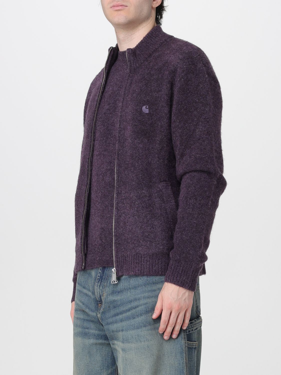CARHARTT WIP SWEATER: Curtis Wool Blend Turtleneck Zip-Up Cardigan CARHARTT WIP, Violet - Img 4