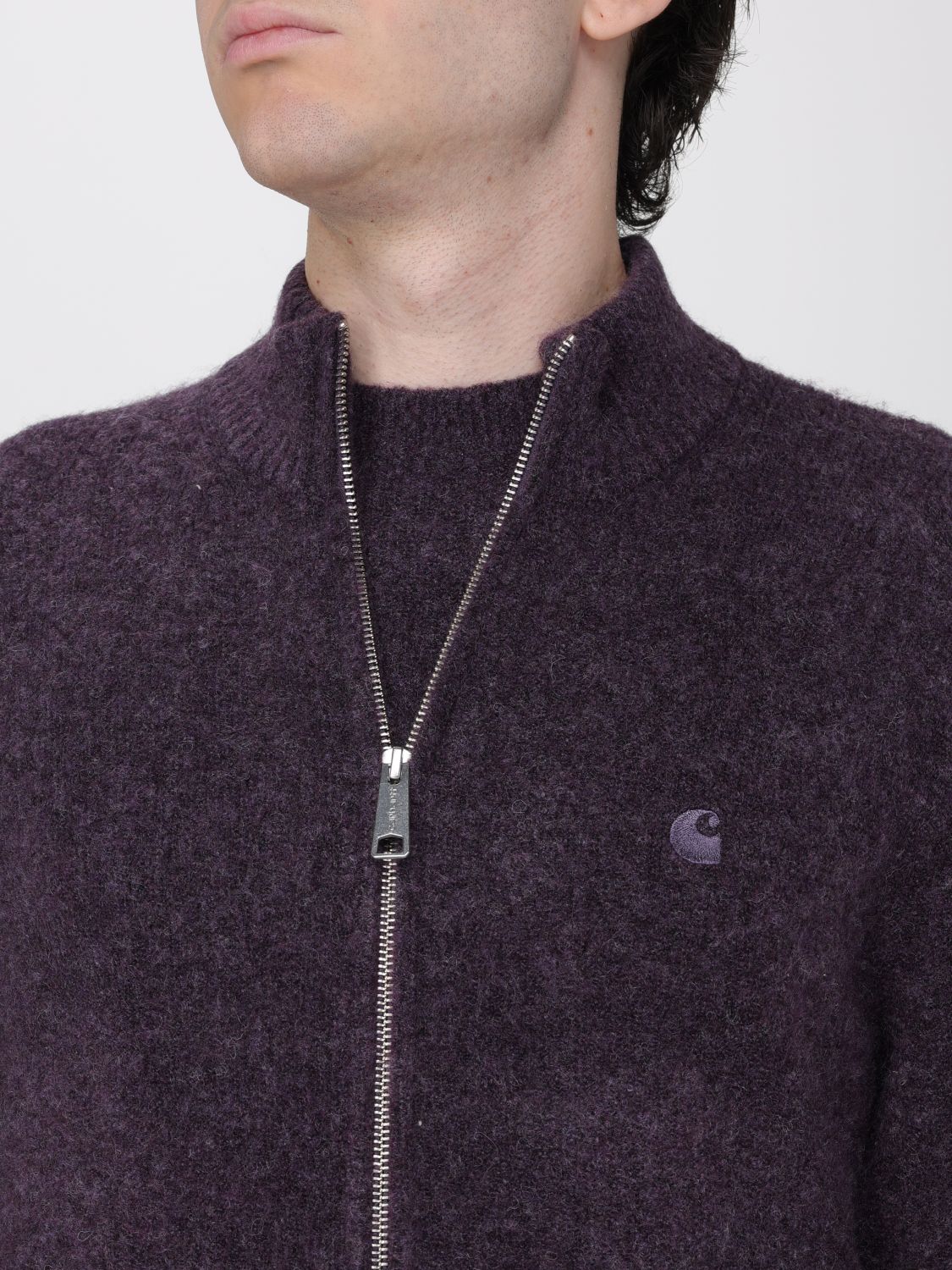 CARHARTT WIP SWEATER: Curtis Wool Blend Turtleneck Zip-Up Cardigan CARHARTT WIP, Violet - Img 5