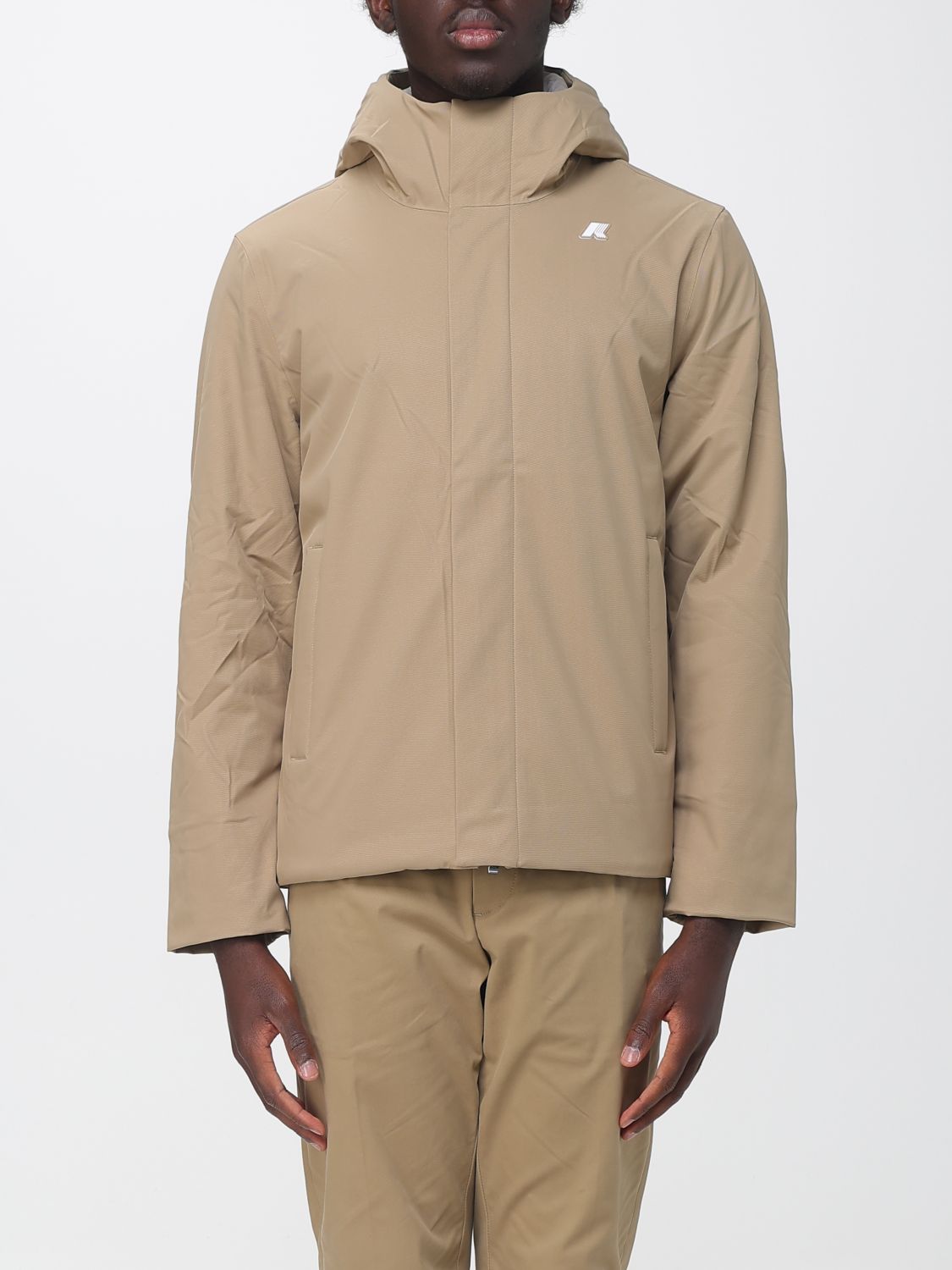 K-WAY CAPPOTTO: Parka corto K-WAY impermeabile con cappuccio e imbottitura PrimaLoft®, Kaki - Img 1
