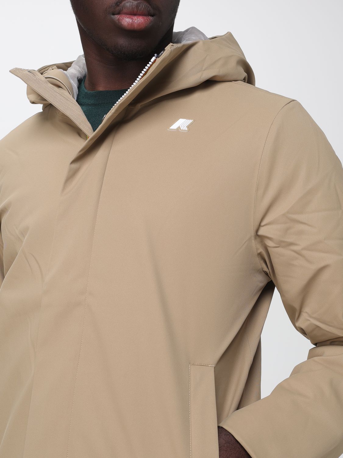 K-WAY CAPPOTTO: Parka corto K-WAY impermeabile con cappuccio e imbottitura PrimaLoft®, Kaki - Img 4