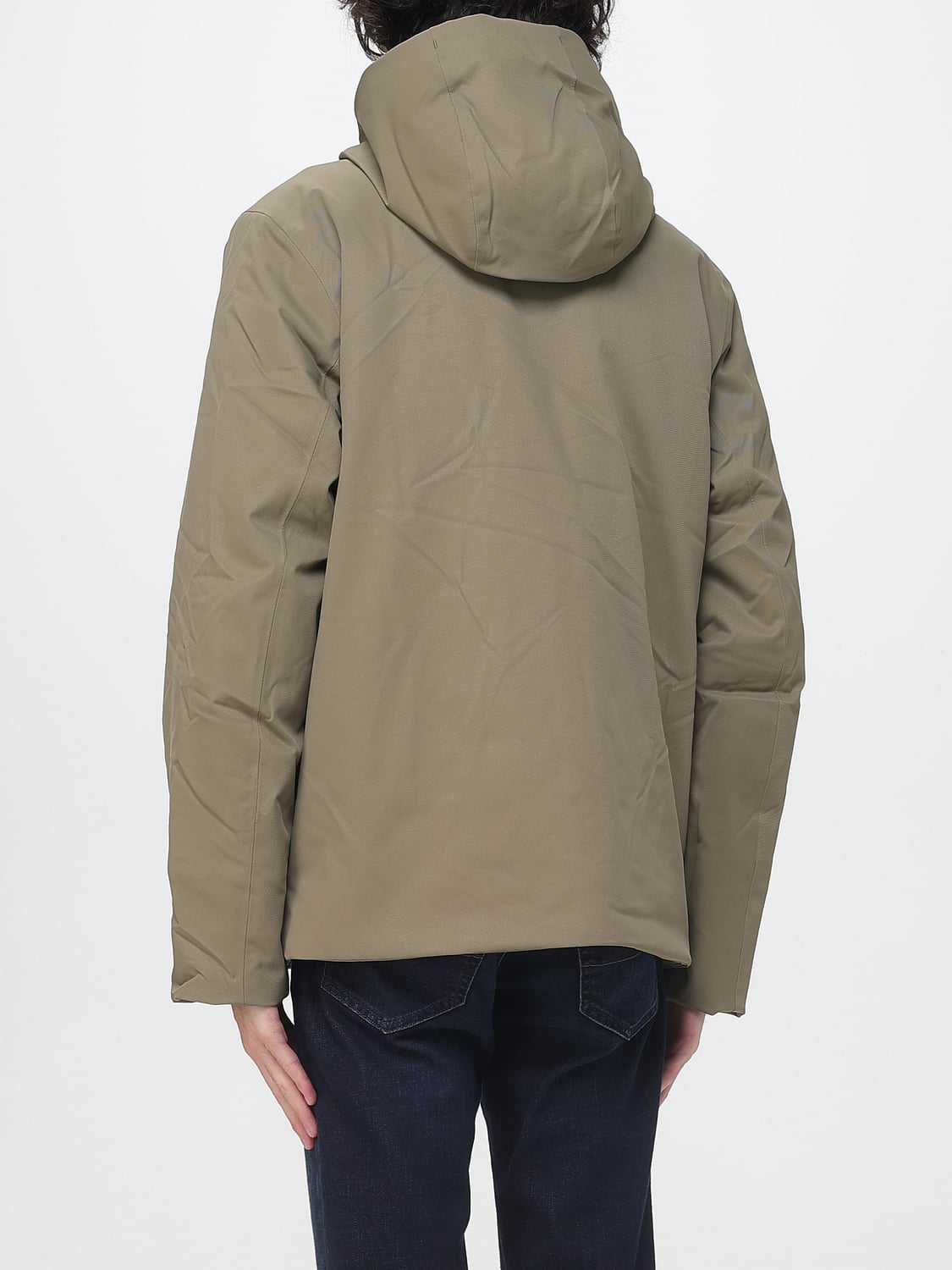 K-WAY COAT: K-WAY Short Waterproof Parka with Hood and PrimaLoft® Padding, Champagne - Img 2