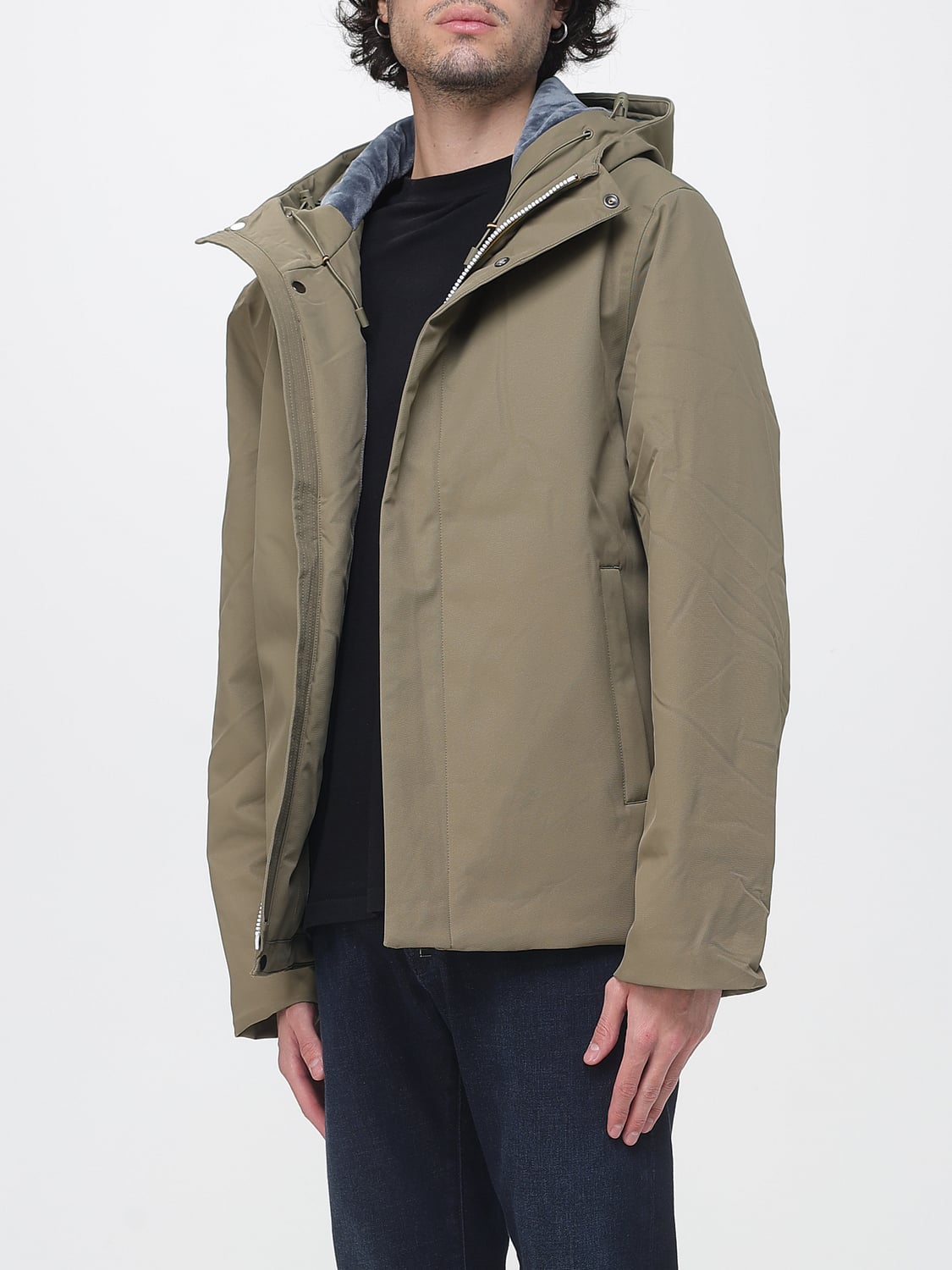 K-WAY COAT: K-WAY Short Waterproof Parka with Hood and PrimaLoft® Padding, Champagne - Img 3