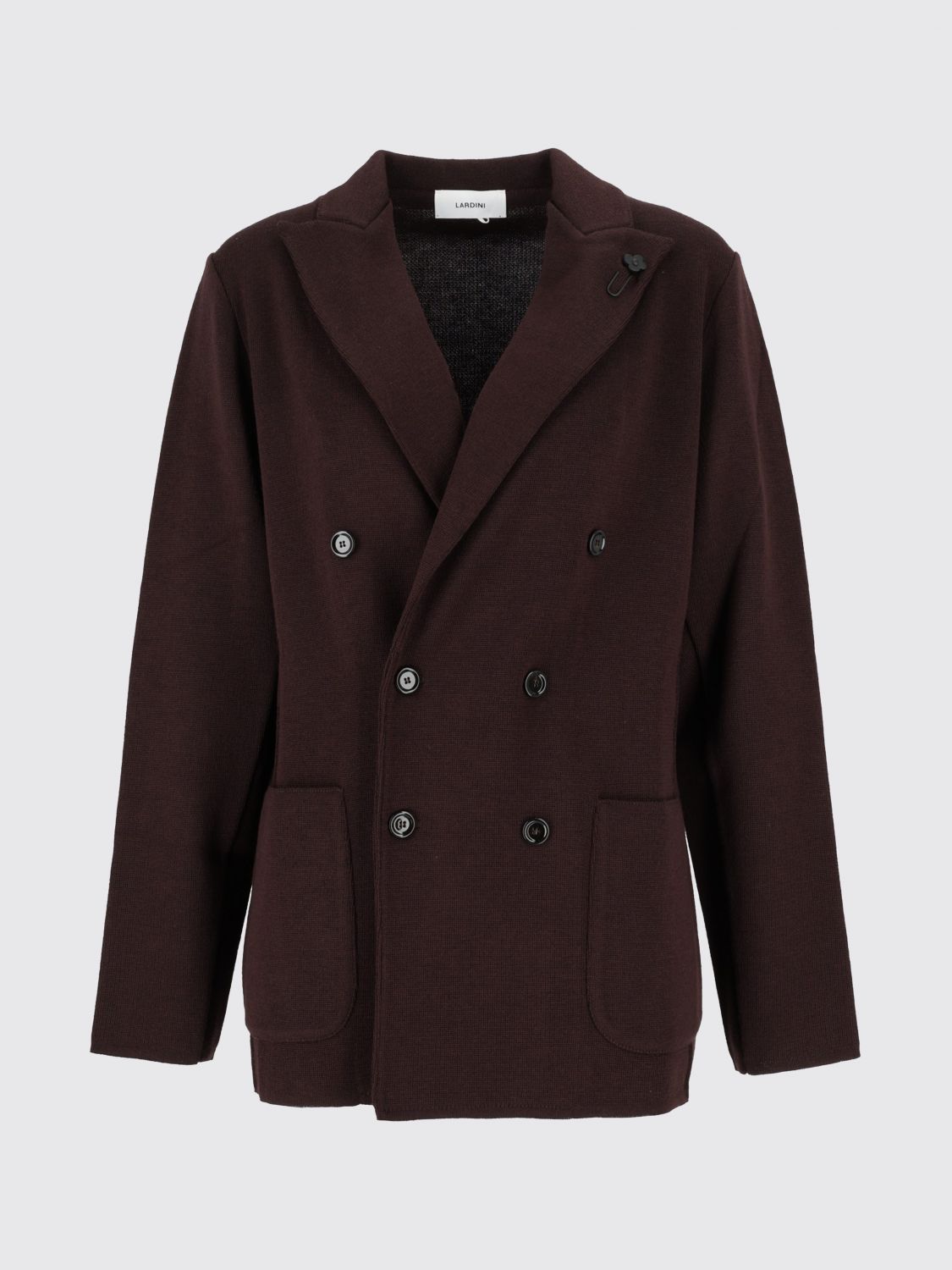 LARDINI JACKET: Lardini Double-Breasted Virgin Wool Blazer with Peak Lapels, Brown - Img 2