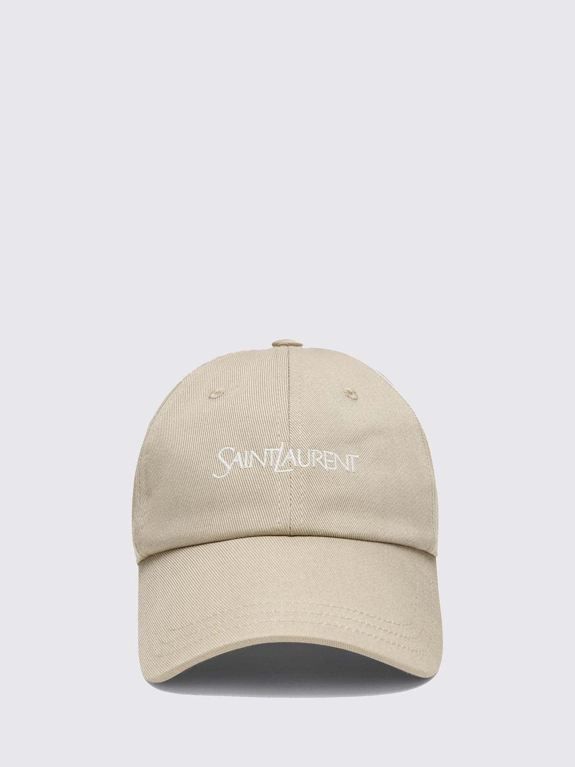 SAINT LAURENT HAT: Blue Cotton Baseball Cap Saint Laurent with Contrasting Logo, Beige - Img 2