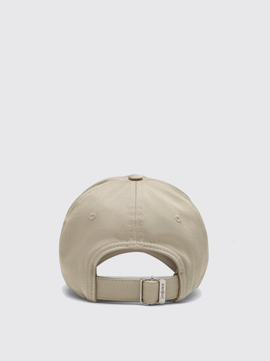 SAINT LAURENT HAT: Blue Cotton Baseball Cap Saint Laurent with Contrasting Logo, Beige - Img 3