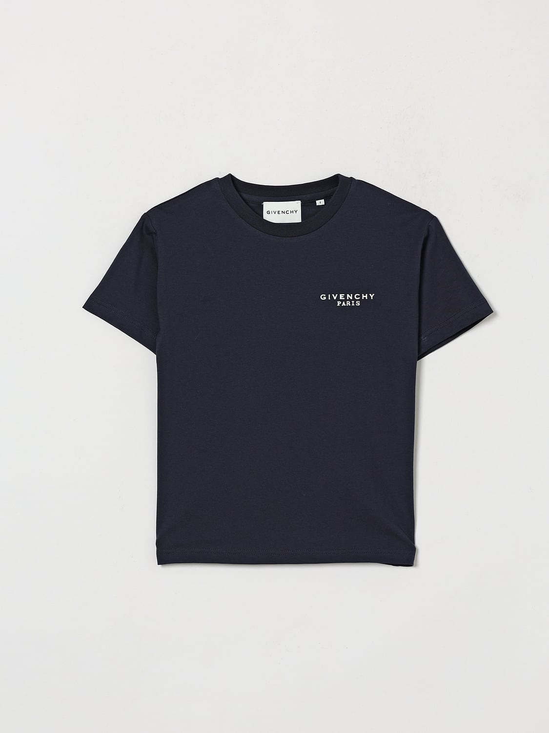 GIVENCHY T-SHIRT: Givenchy Boys' Cotton Crewneck T-shirt with Contrasting Logo, Blue - Img 1