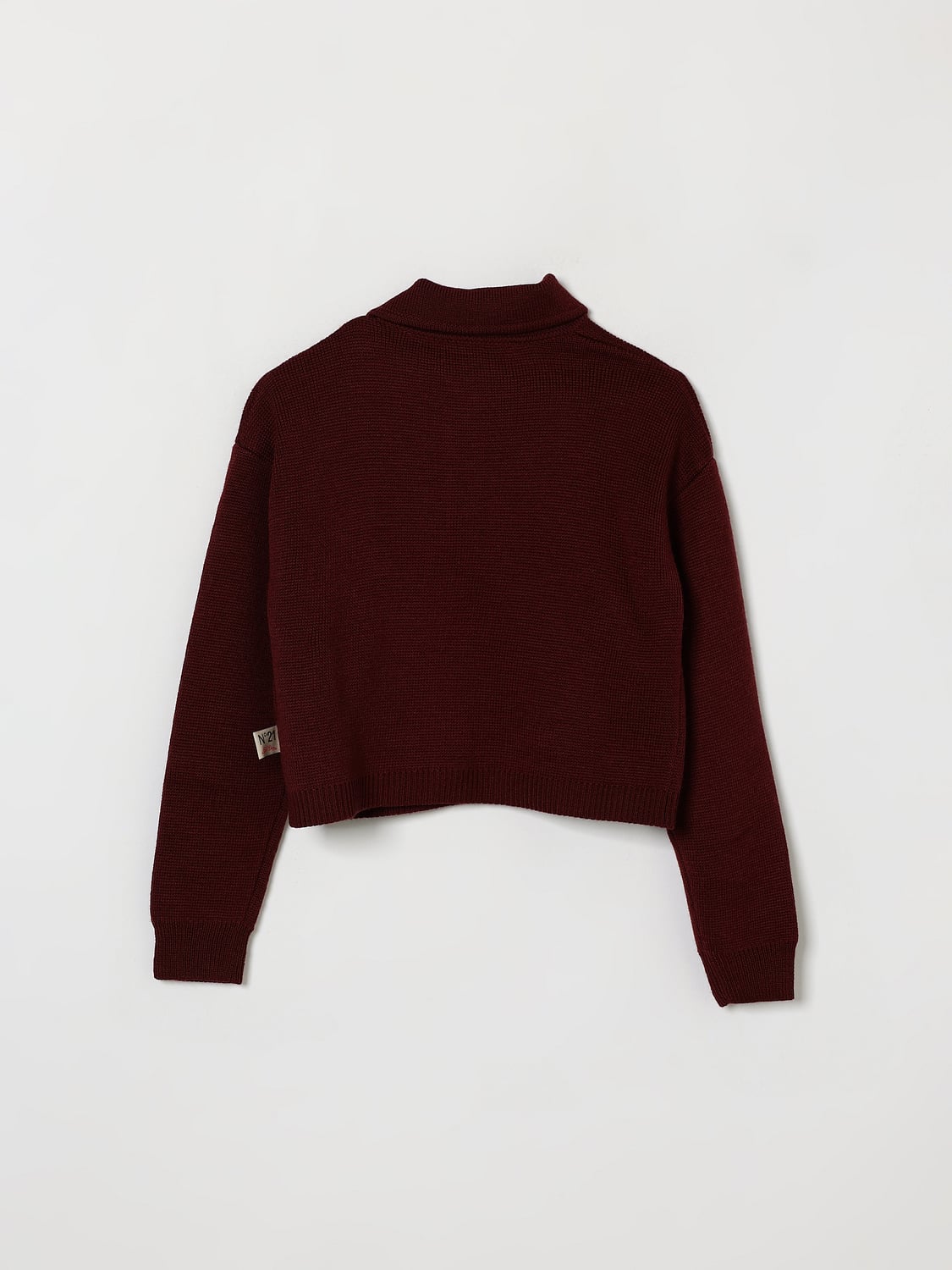 N° 21 PULLOVER: Cardigan N° 21 für Jungen aus Wollmischung mit Peter-Pan-Kragen und Schmuckknöpfen, Burgunderrot - Img 2