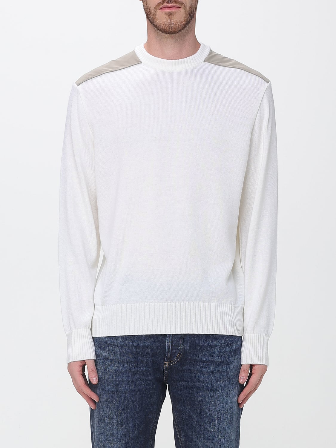 PAUL & SHARK SWEATER: Paul & Shark Crewneck Jumper in Technical Wool Blend with Ribbed Trims, Yellow Cream - Img 1