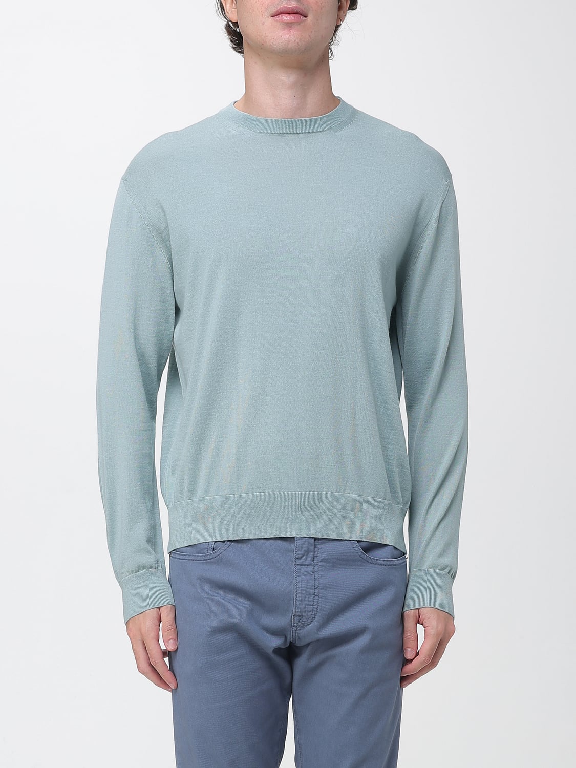 PAUL & SHARK SWEATER: Paul & Shark Pure Merino Wool Crewneck Jumper with Ribbed Trims, Green - Img 1