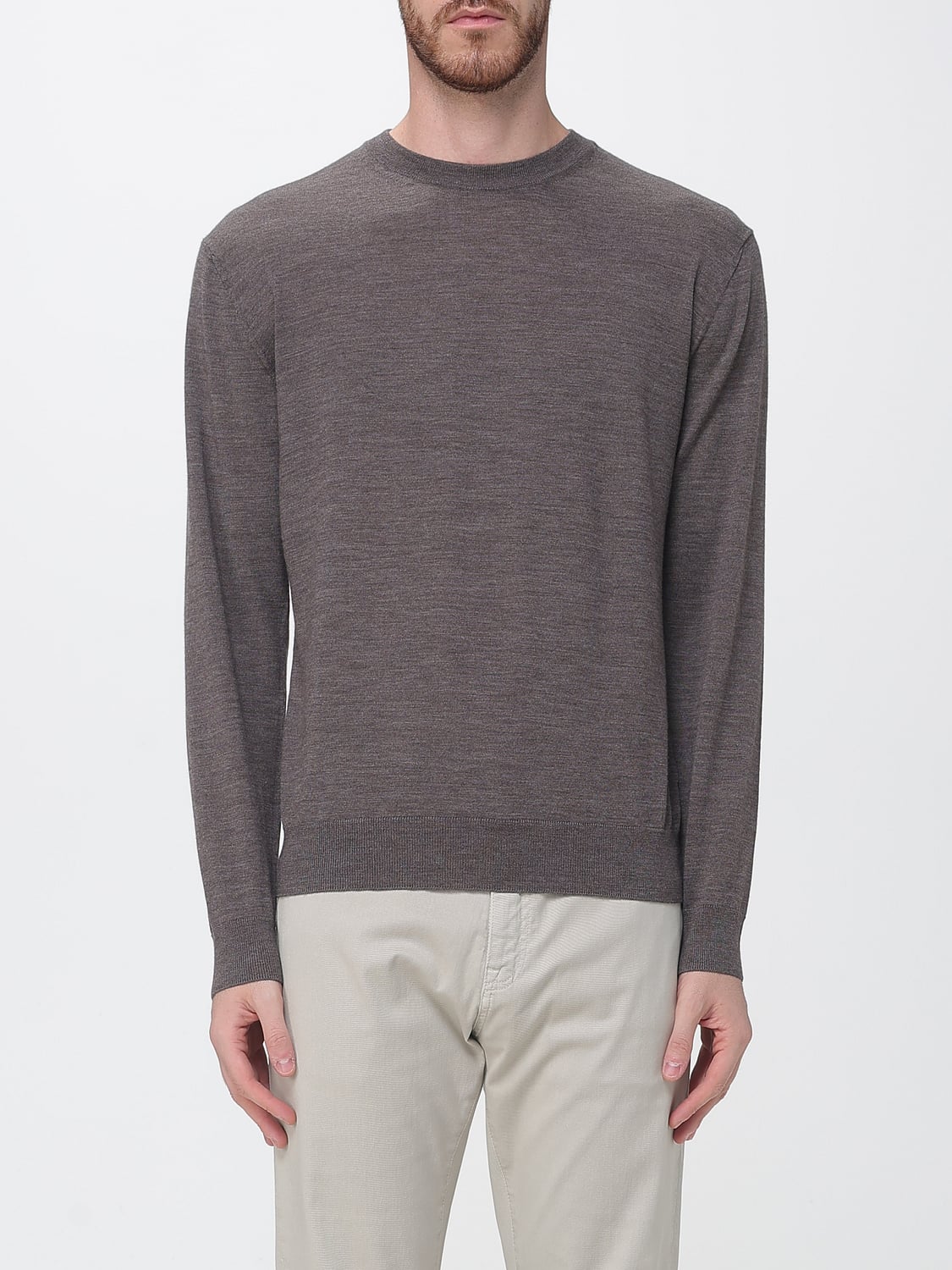 PAUL & SHARK SWEATER: Paul & Shark Pure Merino Wool Crewneck Jumper with Ribbed Trims, Dove Grey - Img 1