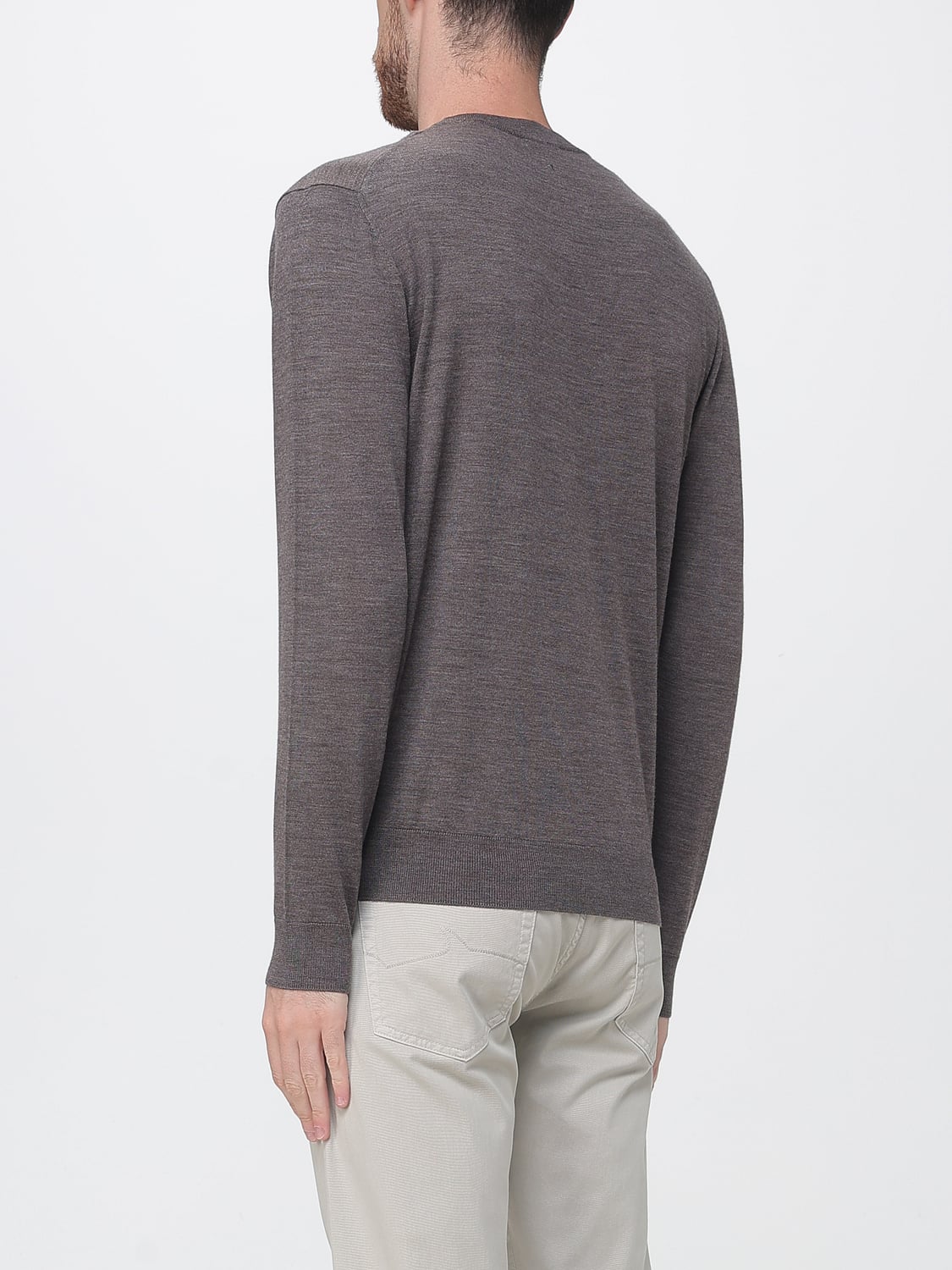 PAUL & SHARK SWEATER: Paul & Shark Pure Merino Wool Crewneck Jumper with Ribbed Trims, Dove Grey - Img 2