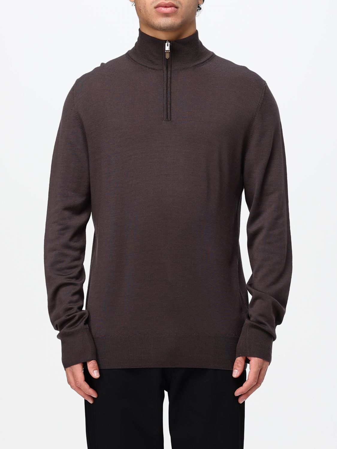 CANALI SWEATER: Canali Merino Wool Turtleneck Jumper with Half-Zip Closure, Grey - Img 1