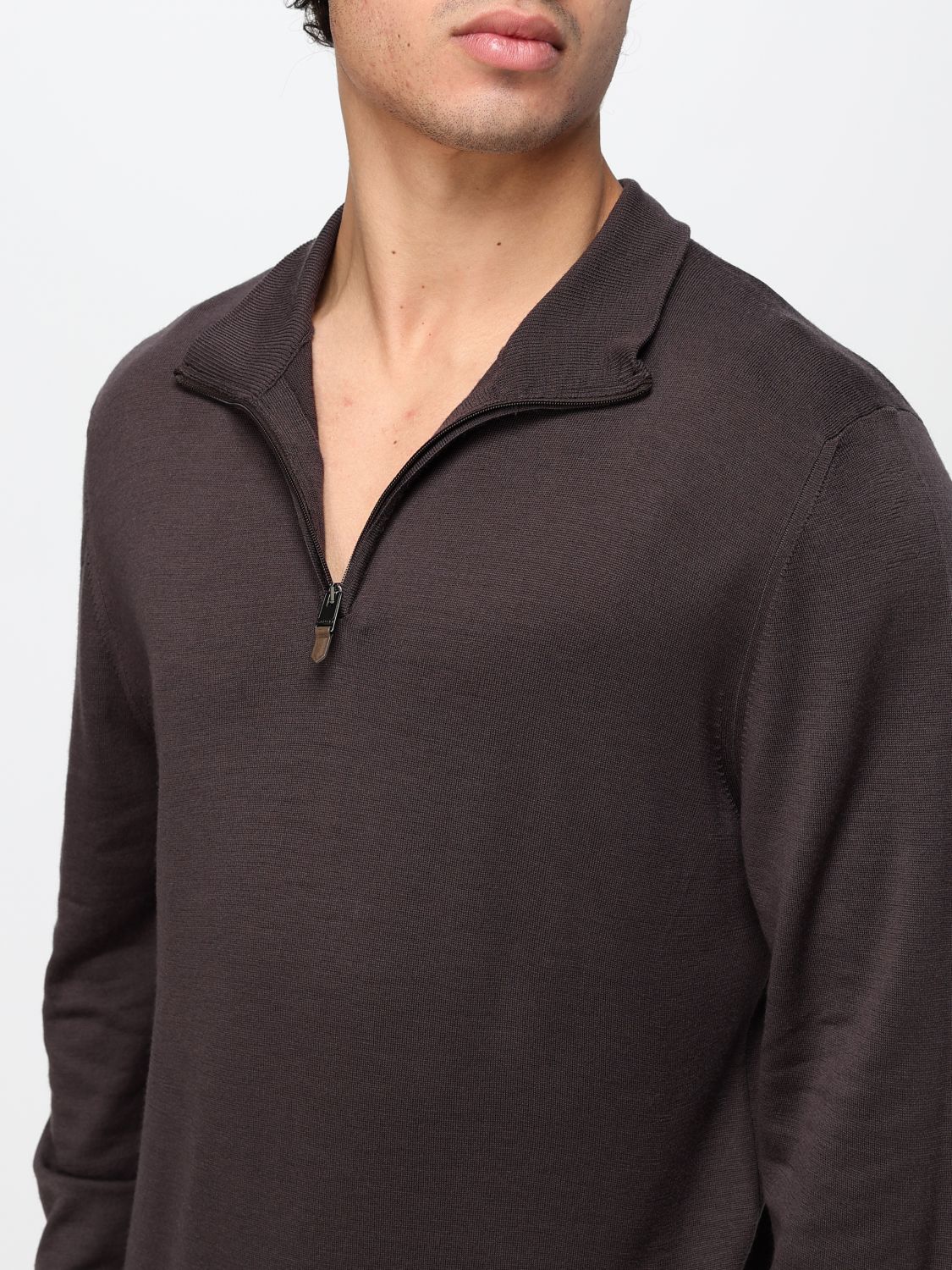 CANALI SWEATER: Canali Merino Wool Turtleneck Jumper with Half-Zip Closure, Grey - Img 3