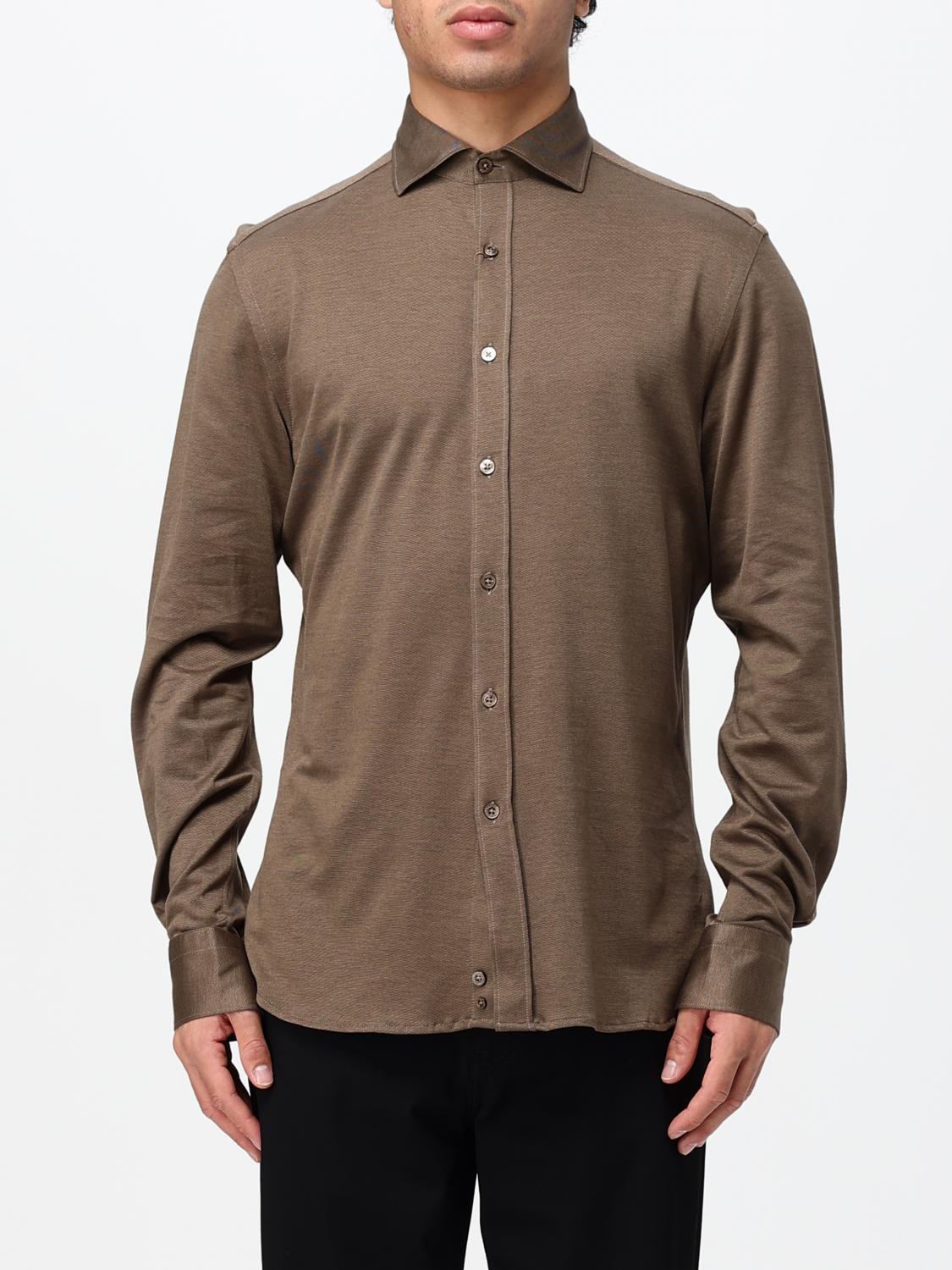 CANALI SHIRT: Slim Fit Piqué Cotton Shirt Canali with French Collar and Long Sleeves, Blue - Img 1