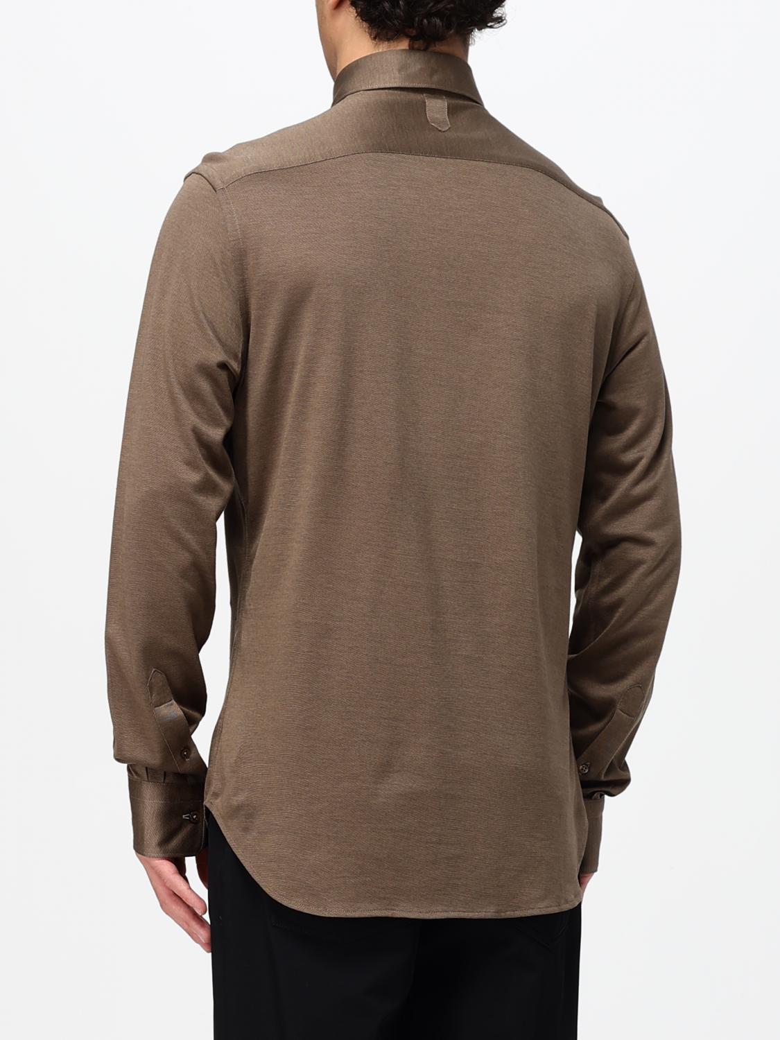 CANALI SHIRT: Slim Fit Piqué Cotton Shirt Canali with French Collar and Long Sleeves, Blue - Img 2