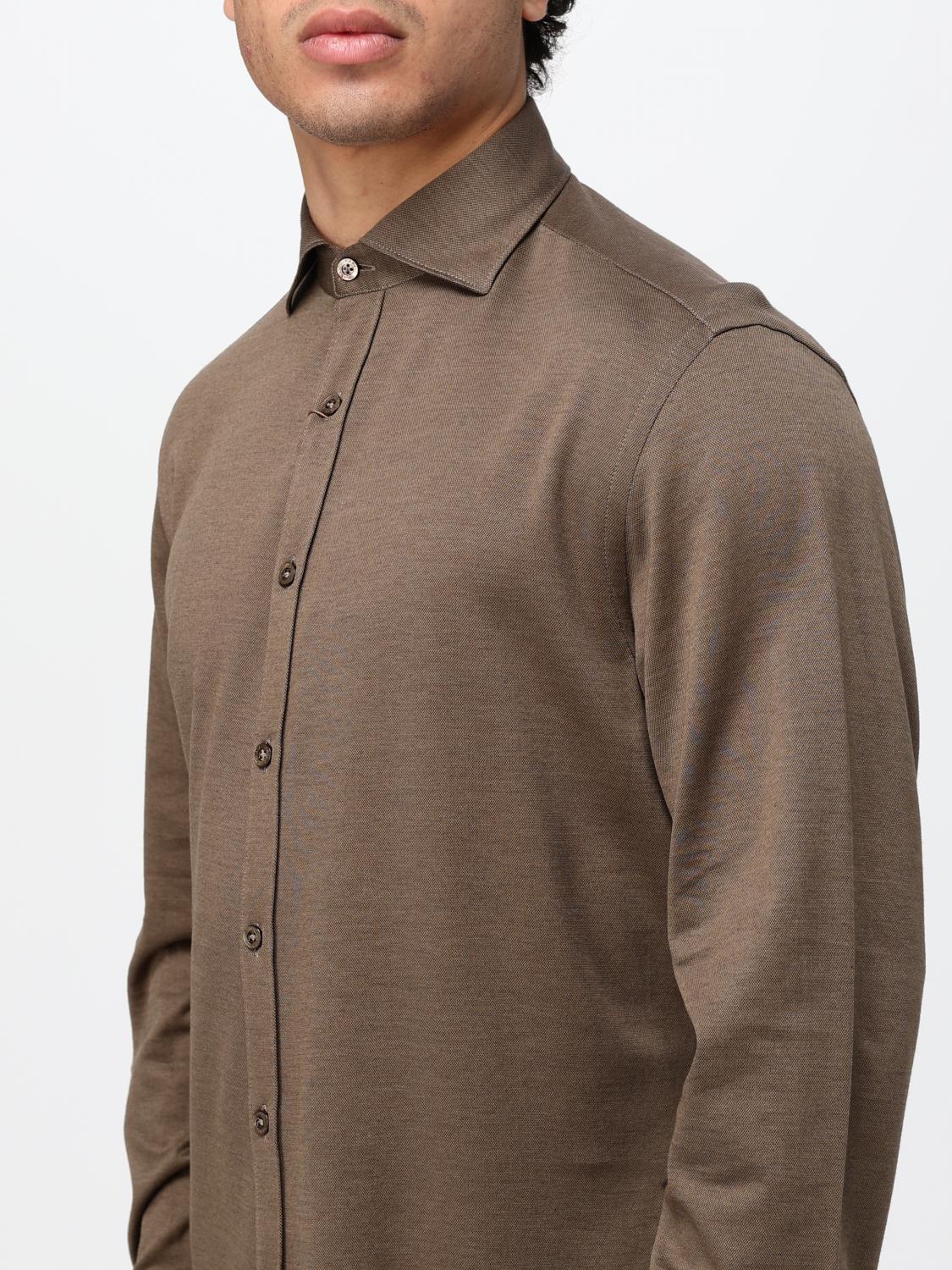 CANALI SHIRT: Slim Fit Piqué Cotton Shirt Canali with French Collar and Long Sleeves, Blue - Img 3
