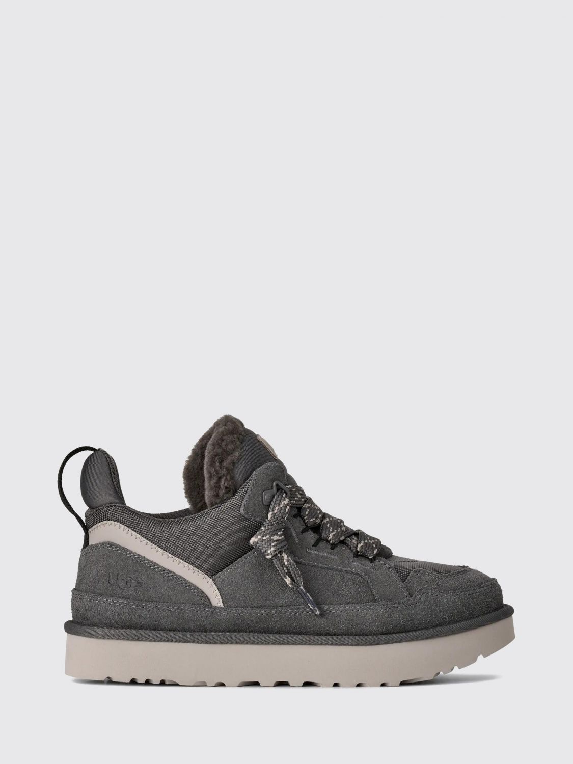UGG SNEAKERS: UGG Lowmel Suede Trainers with EVA Sole and Embossed Logo, Grey - Img 1