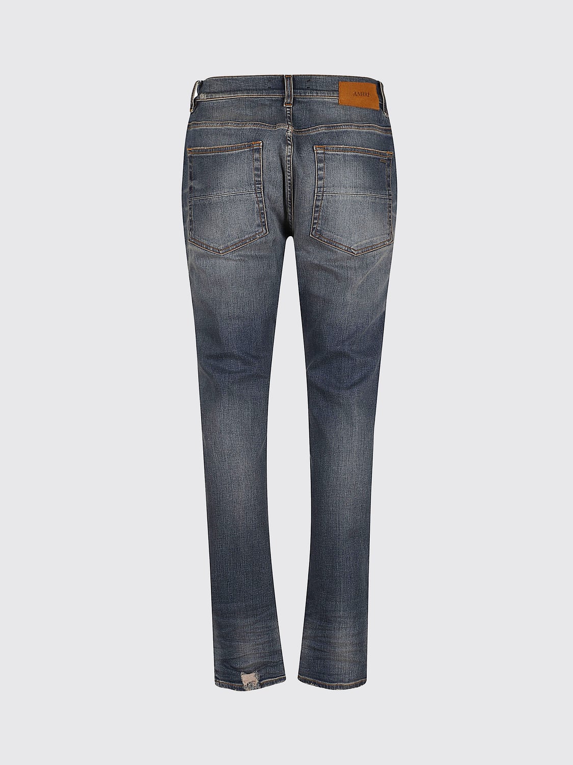 AMIRI JEANS: Amiri Slim Fit Distressed Denim Jeans with Worn Effect and Five-Pocket Design, Indigo - Img 3