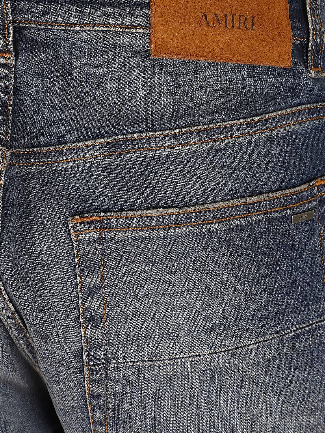 AMIRI JEANS: Amiri Slim Fit Distressed Denim Jeans with Worn Effect and Five-Pocket Design, Indigo - Img 4