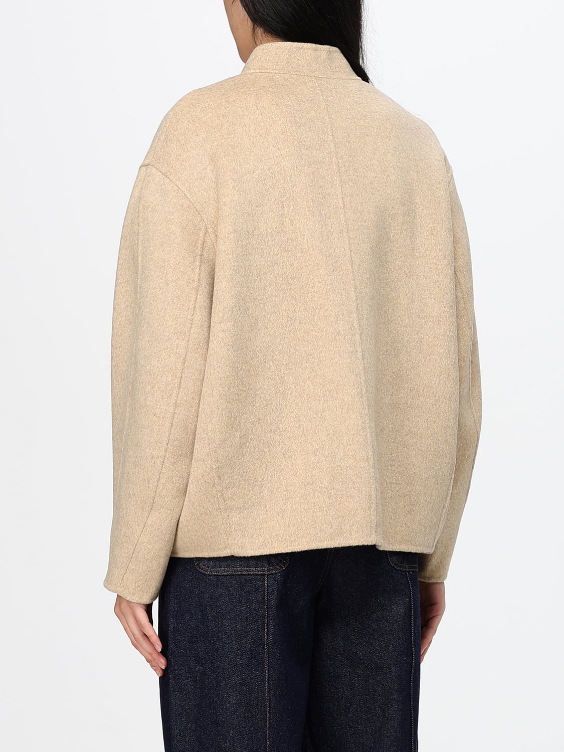 SOEUR CAPPOTTO: Cappotto corto monopetto Soeur in misto lana con spalle cadute, Beige - Img 2