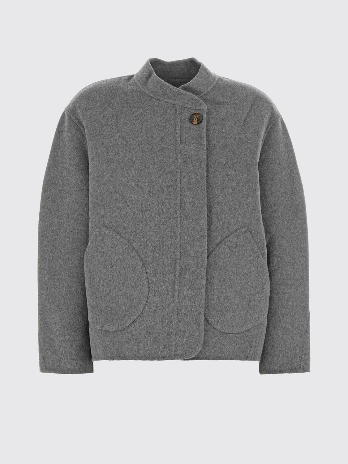 SOEUR CAPPOTTO: Cappotto corto monopetto Soeur in misto lana con spalle cadute, Grigio Topo - Img 2