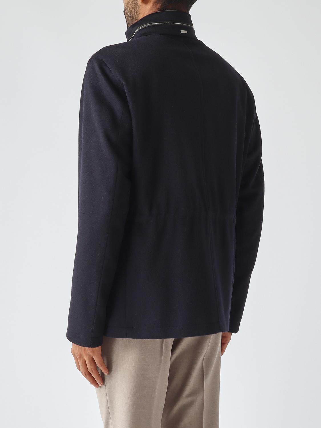 HERNO JACKET: Herno Virgin Wool and Cashmere Shirt Jacket with Detachable Hood, Navy - Img 2