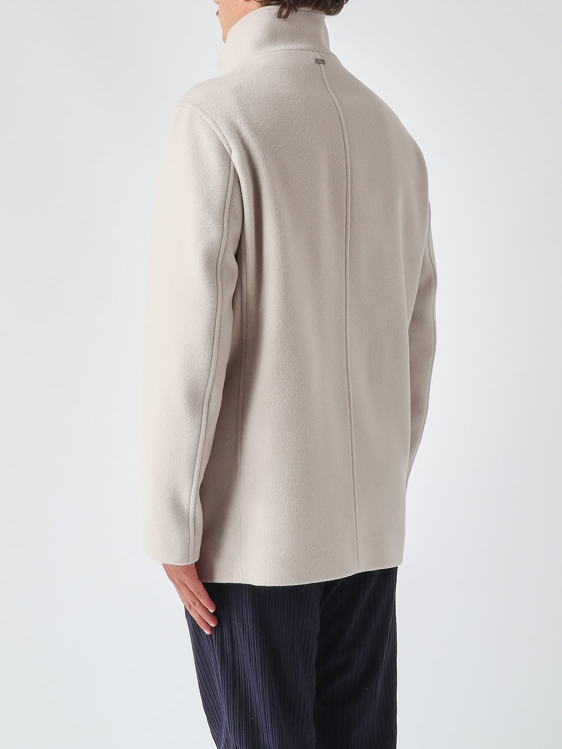 HERNO COAT: Herno Double-Breasted Wool Peacoat with High Collar, Cream - Img 3