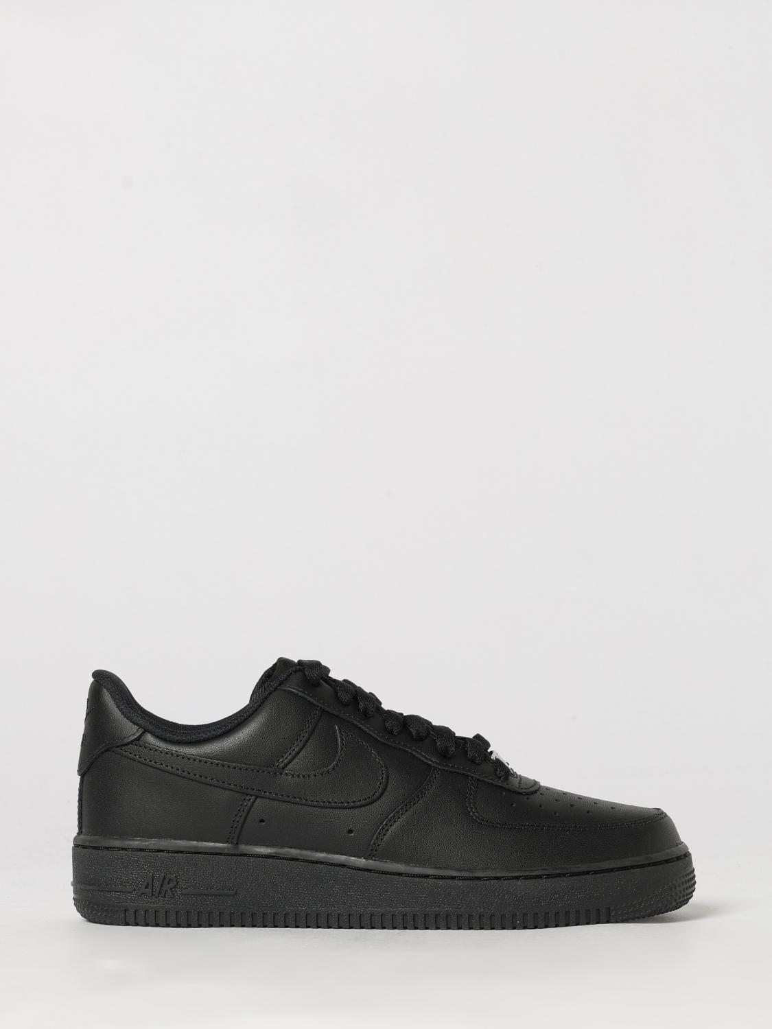 NIKE スニーカー: NIKE Air Force 1 '07 レザー スニーカー、Swooshロゴとパーフォレーション入りトゥ, ブラック - Img 1