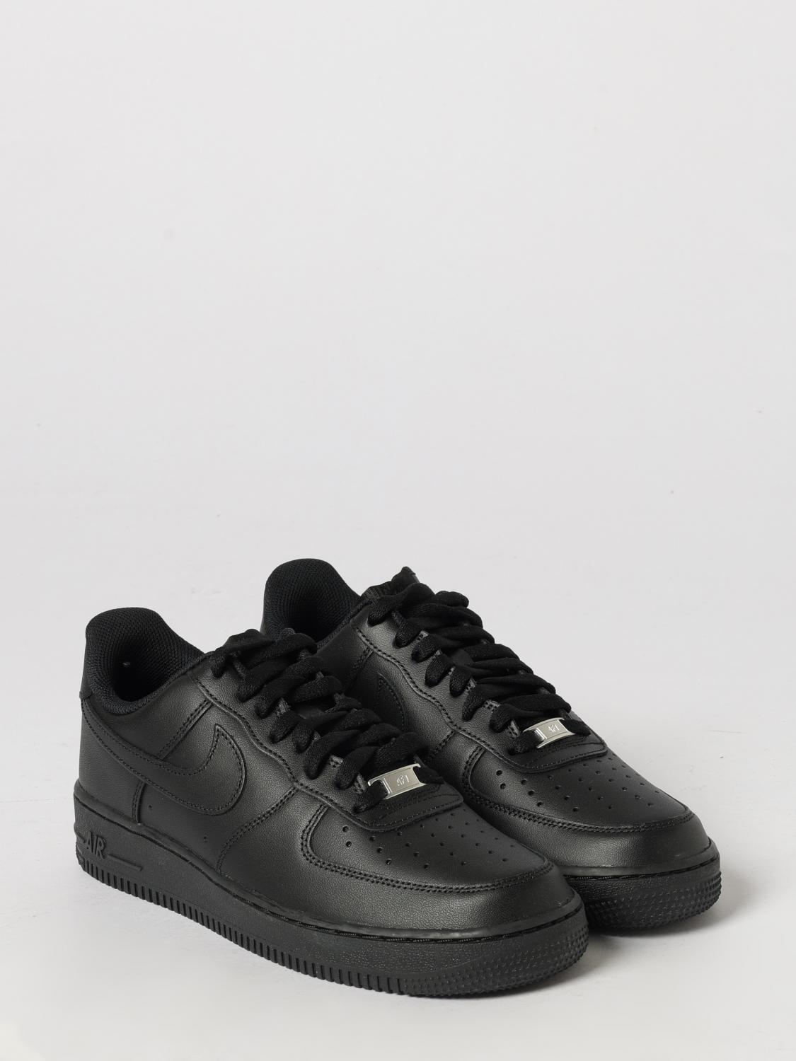 NIKE スニーカー: NIKE Air Force 1 '07 レザー スニーカー、Swooshロゴとパーフォレーション入りトゥ, ブラック - Img 2