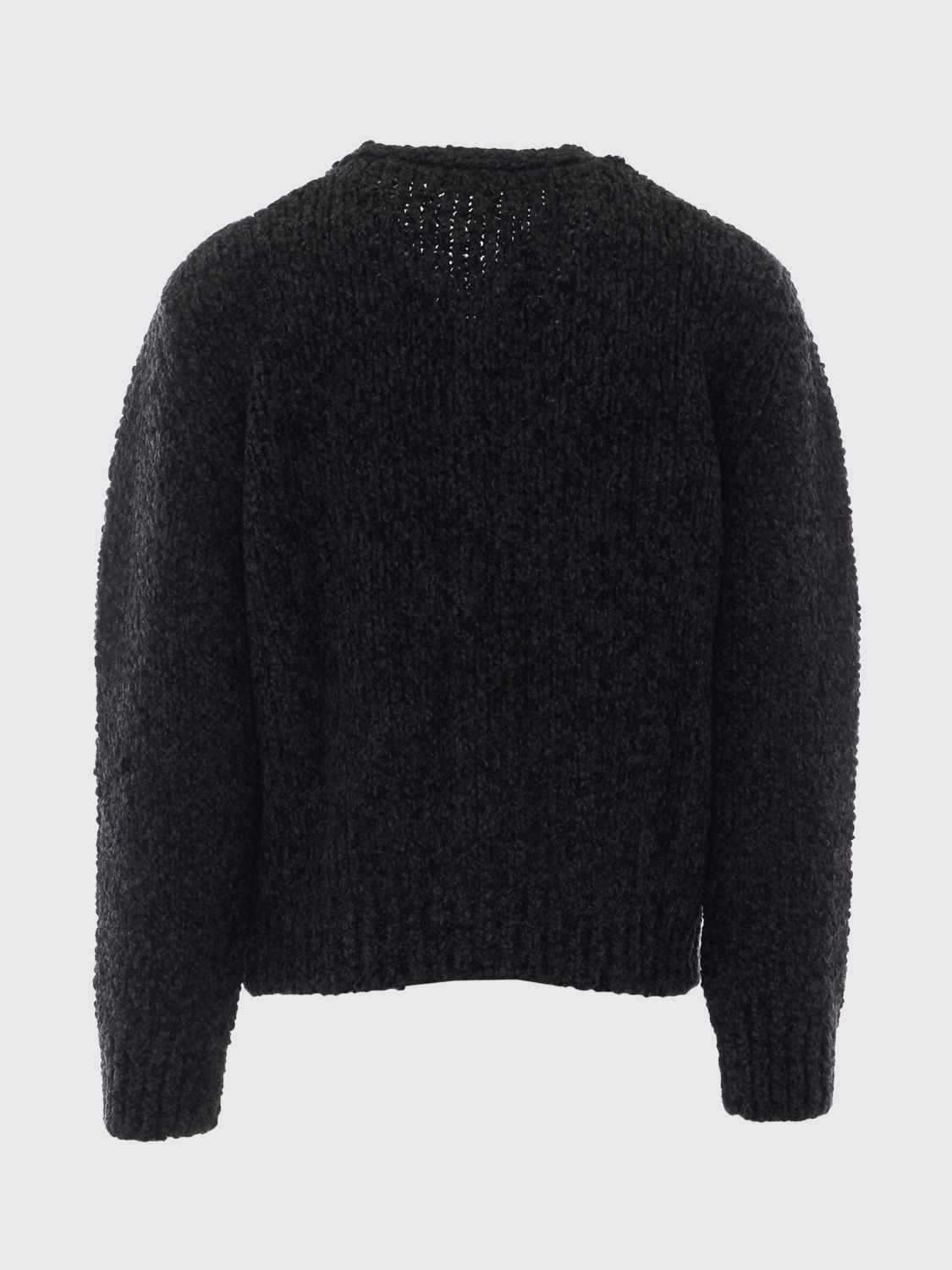 SUNFLOWER SWEATER: Sunflower V-Neck Cardigan in Wool and Alpaca Blend with Ribbed Trims, Black - Img 3