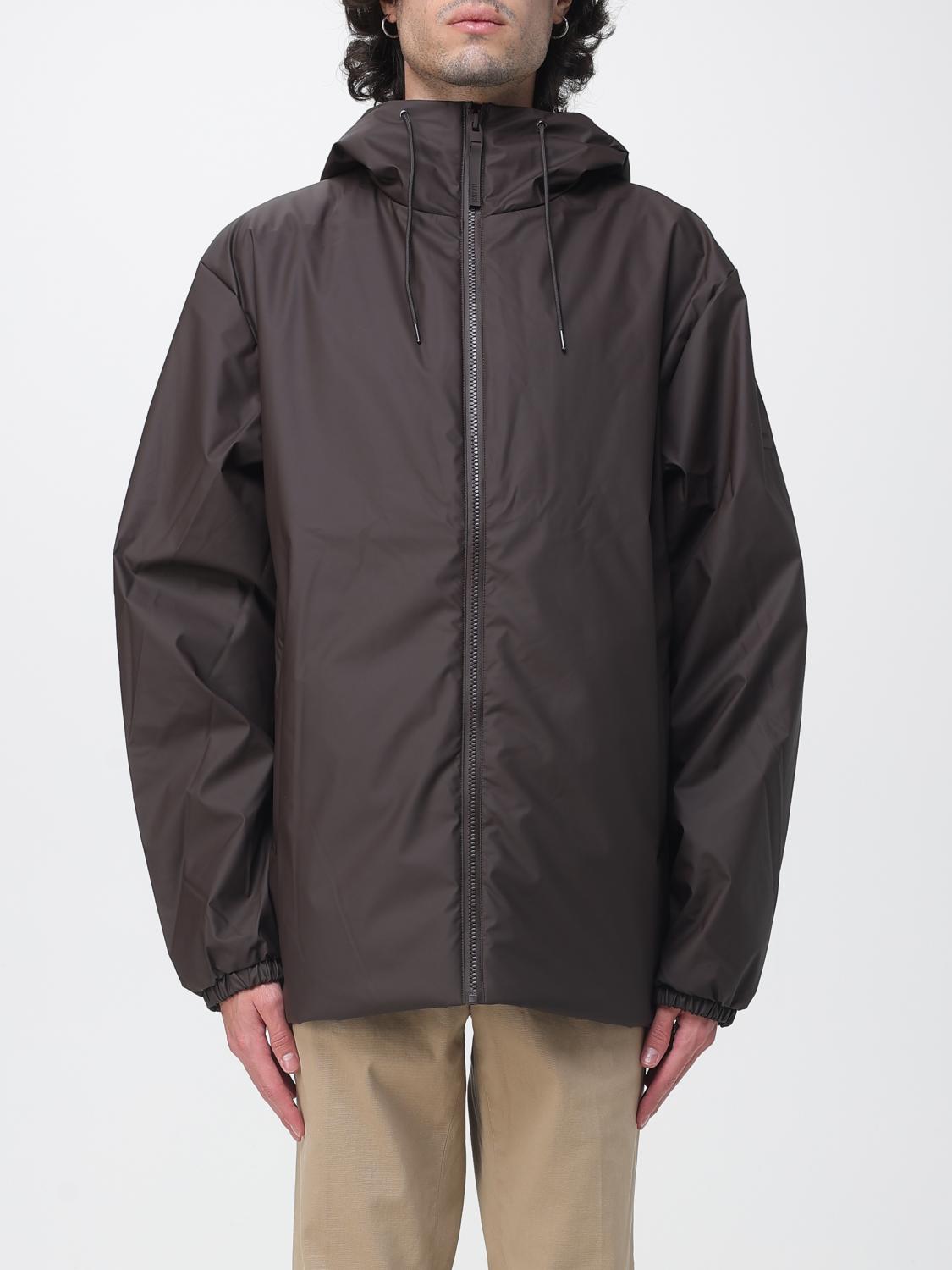 RAINS JACKET: Hooded Windbreaker Jacket Rains in Polyester with High Neck and Zip Closure, Brown - Img 1