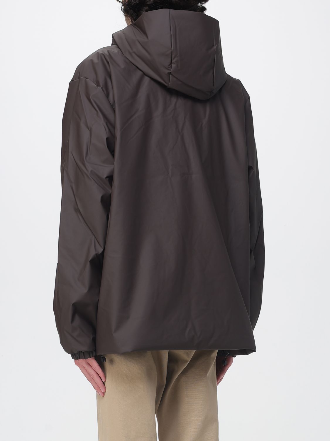 RAINS JACKET: Hooded Windbreaker Jacket Rains in Polyester with High Neck and Zip Closure, Brown - Img 2