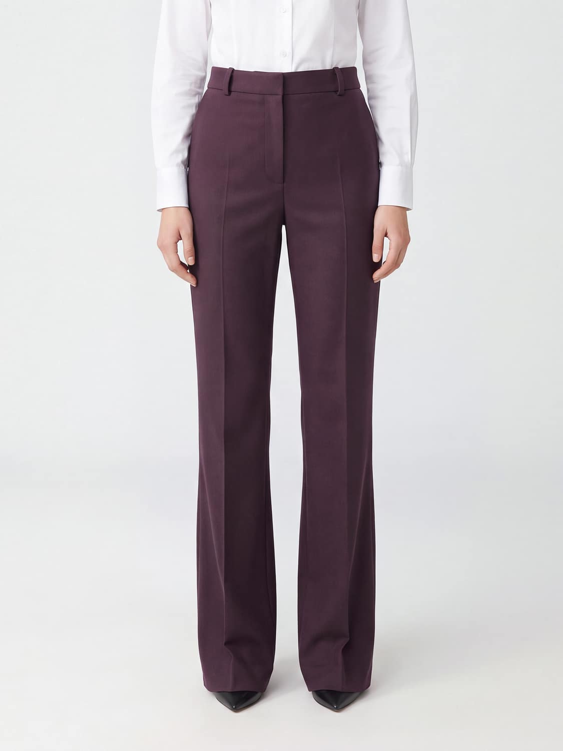 JOSEPH PANTS: High-Waisted Flared Tailored Trousers Joseph in Viscose and Cotton Blend, Red - Img 1