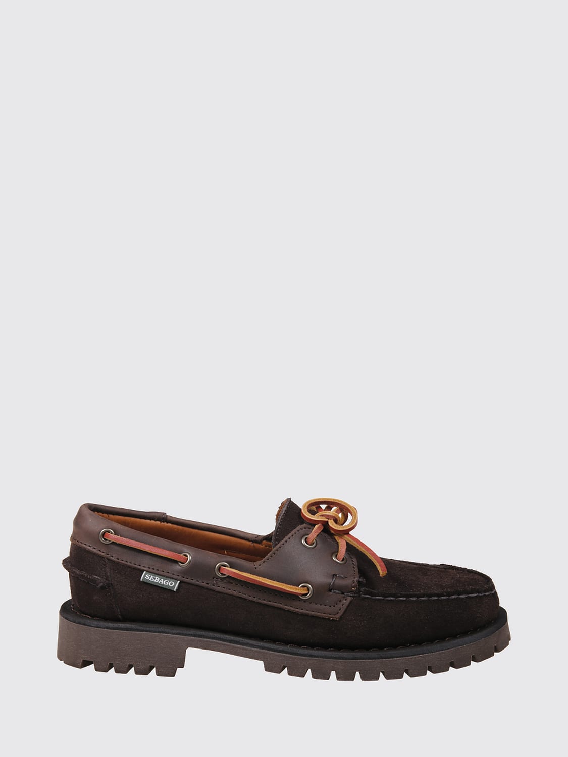 SEBAGO LOAFERS: Guardian Suede Sebago Boat Shoes with Side Lacing, Brown - Img 1