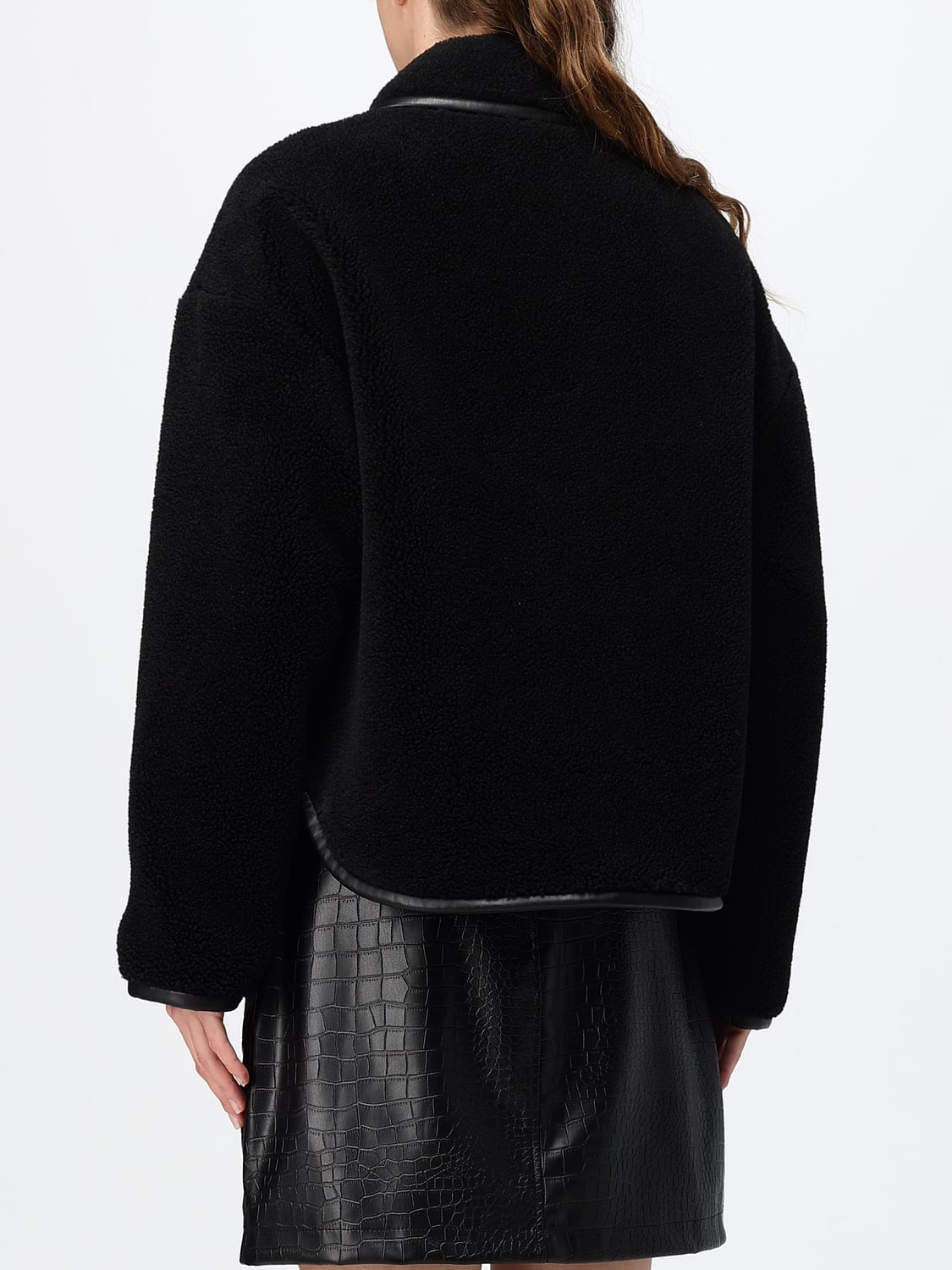 ANINE BING JACKE: Anine Bing Kurze Fleecejacke im Hemdenstil mit Eingrifftaschen, Schwarz - Img 2